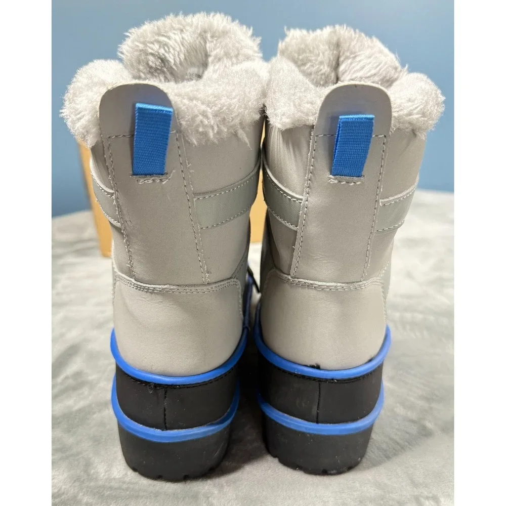 Comfortview Brienne Duck Boots Womens 10M Grey Blue Waterproof Faux Fur